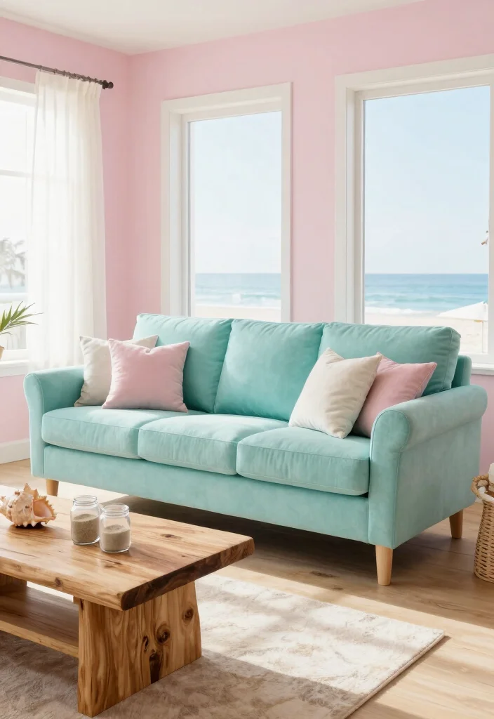 16 Slipcovered Sofa Living Room Ideas for a Relaxed Coastal Style - 3. Go for a Beachy Color Palette 1
