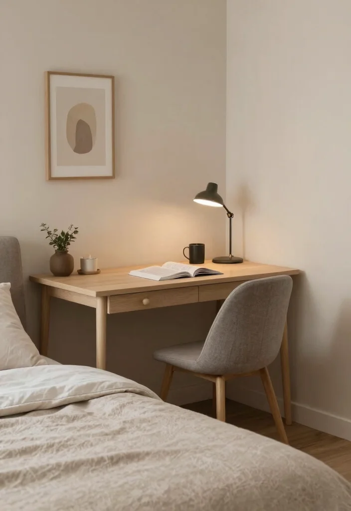 16 Small Bedroom With Study Table Ideas Smart Dual Function - 15. Neutral Color Palettes 1