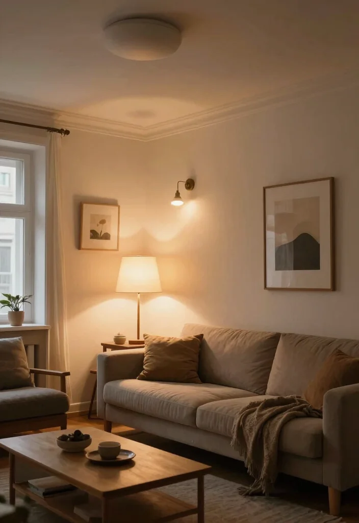 16 Small Scandinavian Living Room Ideas: Light, Minimal, Calm - 11. Layer Lighting 1