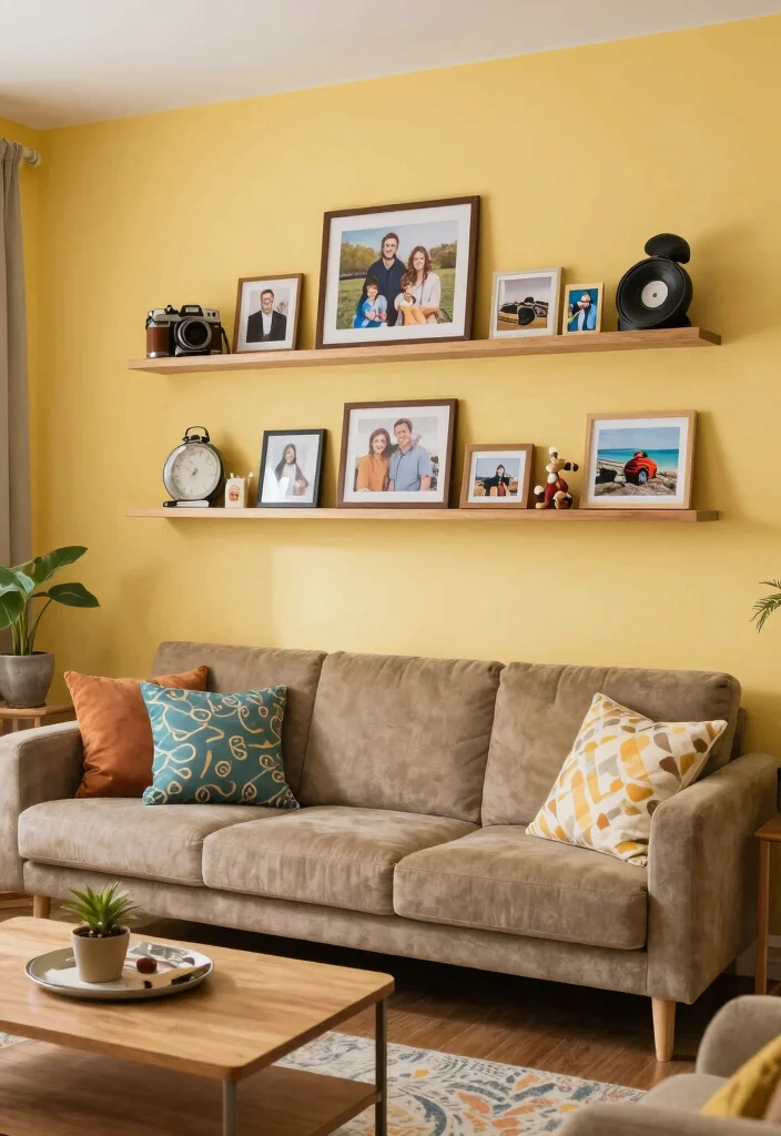 16 Yellow Walls Living Room Ideas Cheerful Warm Energy - 16. Personal Touches 1