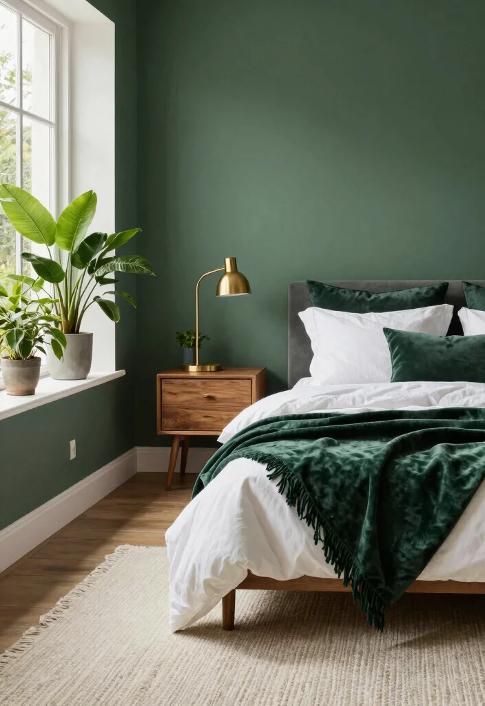 17 Bedroom Green Accent Wall Ideas Fresh Modern Contrast - 1. Forest Green Elegance 1
