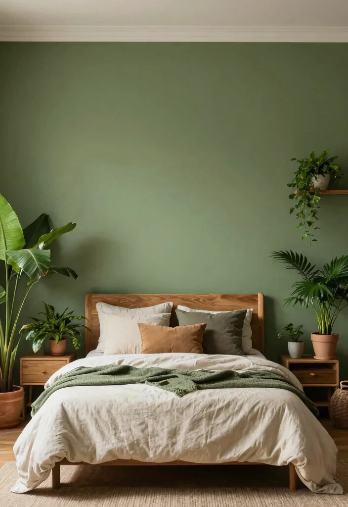 17 Bedroom Green Accent Wall Ideas Fresh Modern Contrast - 11. Nature-Inspired Olive 1