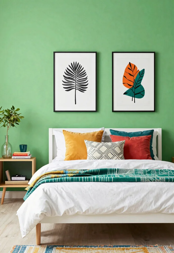 17 Bedroom Green Accent Wall Ideas Fresh Modern Contrast - 12. Bright Chartreuse Charm 1