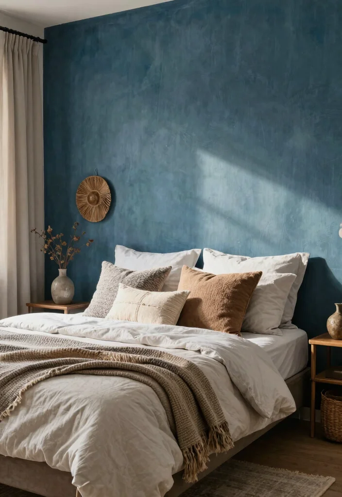 17 Bedroom Green Accent Wall Ideas Fresh Modern Contrast - 15. Denim Blue-Green Fusion 1