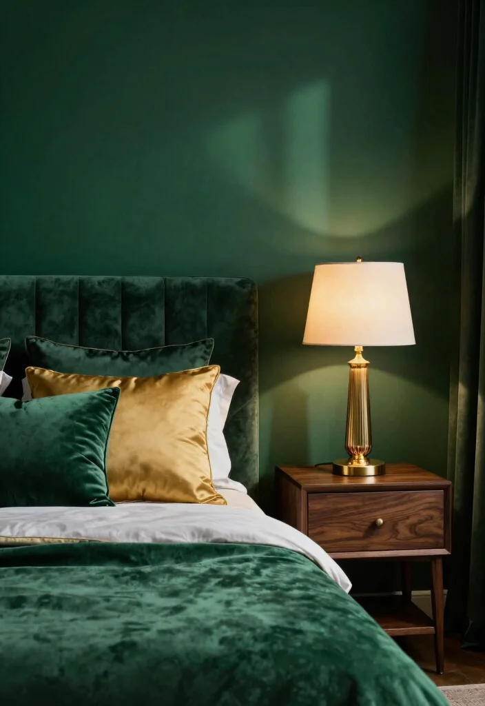 17 Bedroom Green Accent Wall Ideas Fresh Modern Contrast - 4. Deep Emerald Drama 1