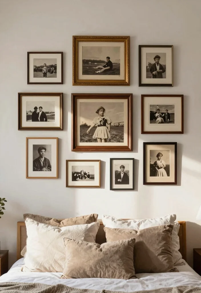 17 Bedroom Wall Design Ideas for Stylish Visual Impact - 16. Vintage Finds and Gallery Walls 1