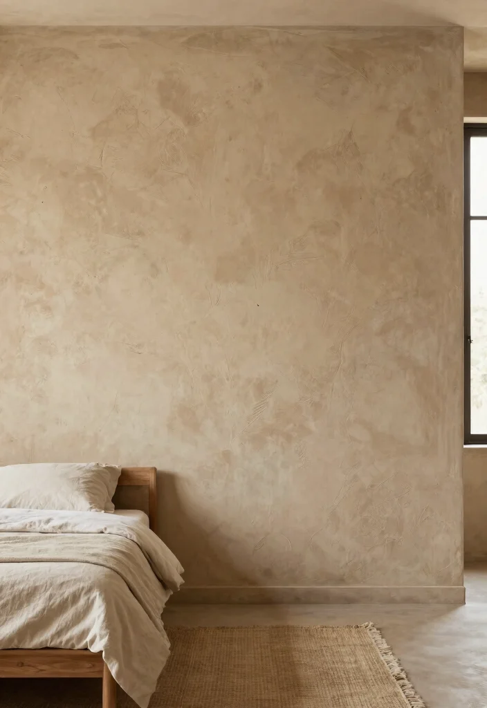 17 Bedroom Wall Design Ideas for Stylish Visual Impact - 3. Earthy Clay and Plaster Walls 1