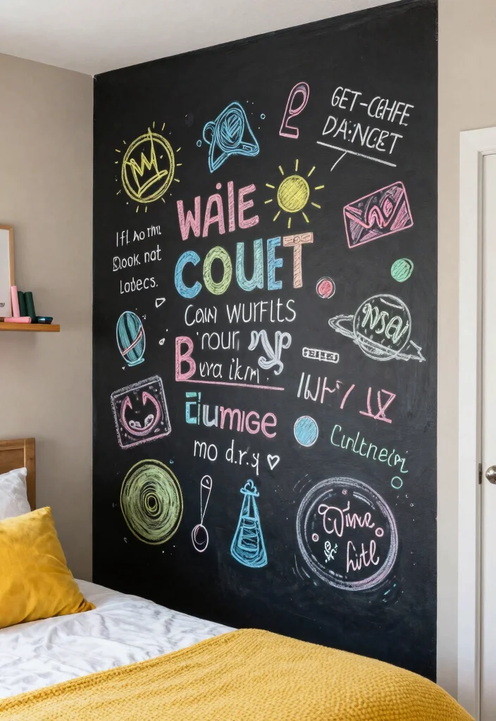 17 Bedroom Wall Design Ideas for Stylish Visual Impact - 9. Chalkboard Paint Walls 1