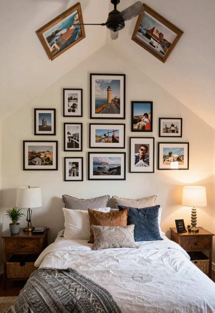 17 Bedroom With Sloped Ceiling Ideas: Cozy Smart Layouts - 17. Personalize with Art and Decor 1