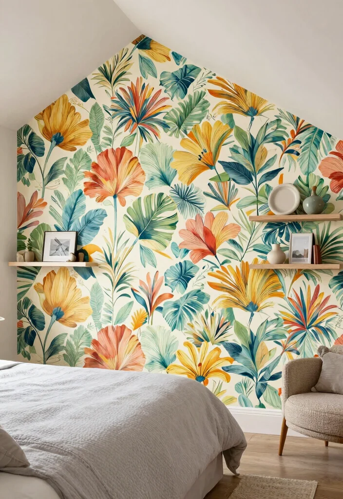 17 Bedroom With Sloped Ceiling Ideas: Cozy Smart Layouts - 8. Design a Statement Wall 1