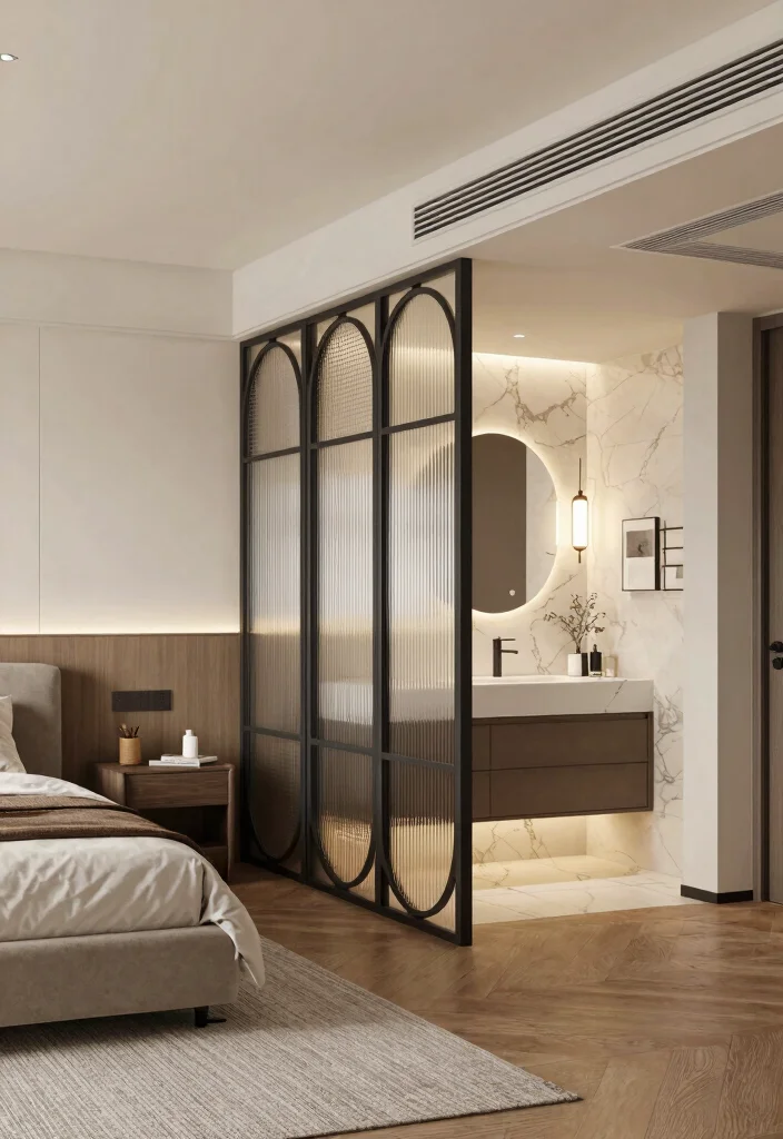 17 Bedroom and Bathroom in One Ideas for a Seamless Open Layout - 10. Zone Delineation: Define Each Space 1