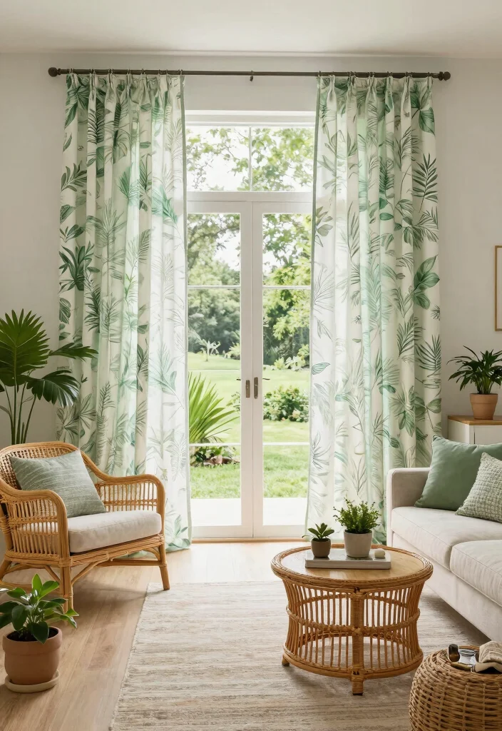 17 Curtain Wall Living Room Ideas: Soft Architectural Drama - 13. Outdoor-Inspired Decor 1