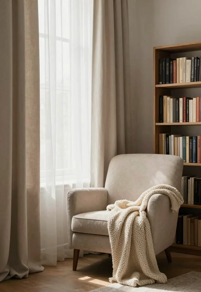 17 Curtain Wall Living Room Ideas: Soft Architectural Drama - 9. Cozy Reading Nooks 1