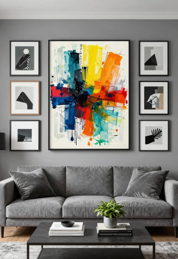 17 Grey Living Room Decor Ideas Timeless Modern Neutrals - 11. Artistic Displays 1