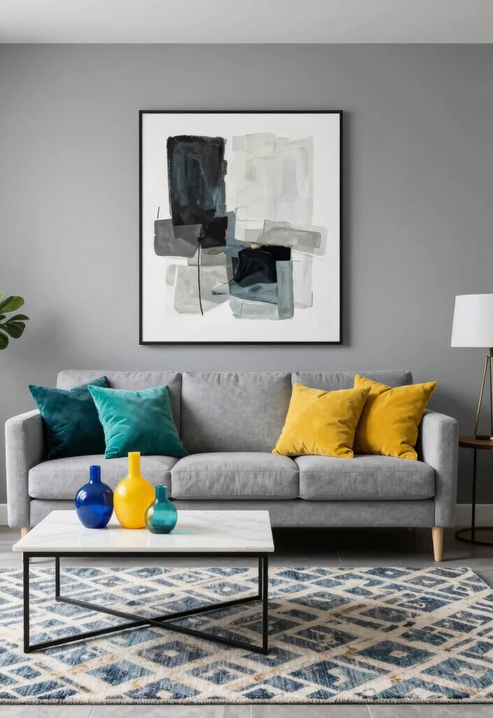 17 Grey Living Room Decor Ideas Timeless Modern Neutrals - 5. Grey with Pops of Color 1