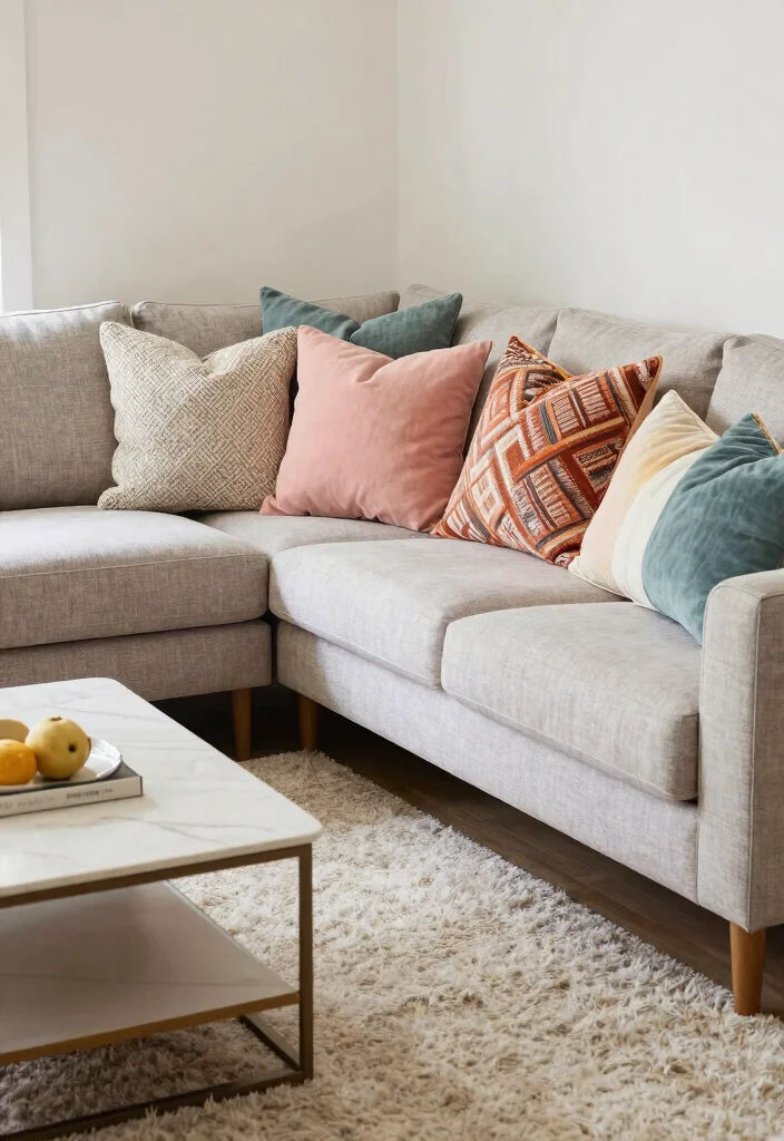 17 L Sofa Living Room Modern Ideas: Sleek Functional Layouts - 11. Use Decorative Pillows for Personal Touches 1