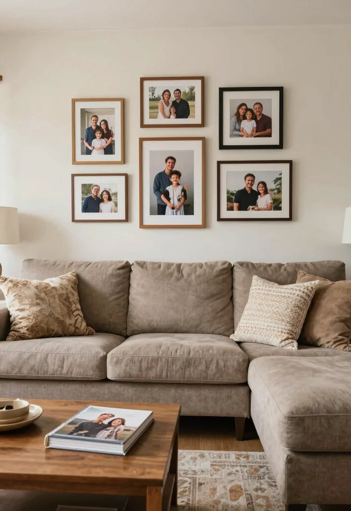 17 L Sofa Living Room Modern Ideas: Sleek Functional Layouts - 17. Personalize with Family Photos 1