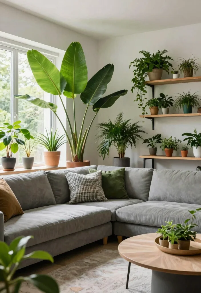 17 L Sofa Living Room Modern Ideas: Sleek Functional Layouts - 9. Incorporate Nature with Indoor Plants 1
