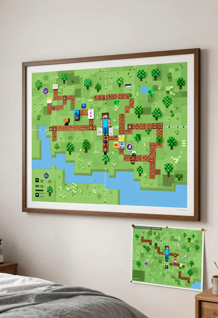 17 Minecraft Bedroom Ideas Game Aesthetic Fun Theme - 12. Interactive Game Maps 1