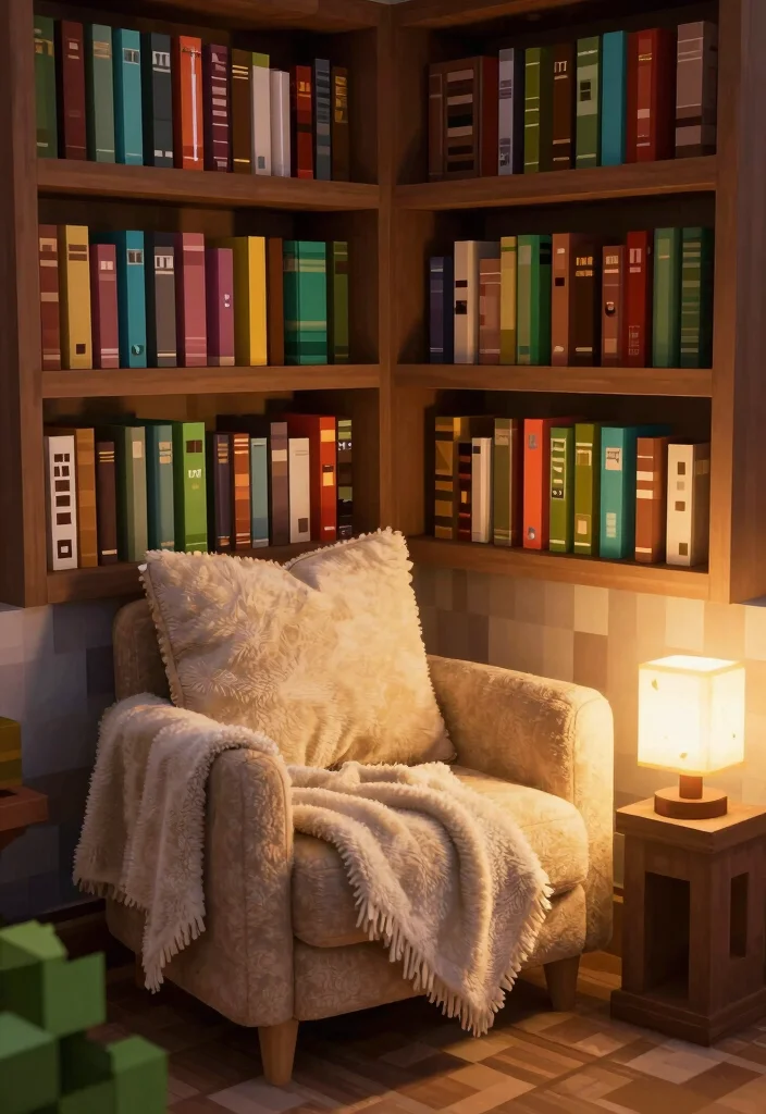 17 Minecraft Bedroom Ideas Game Aesthetic Fun Theme - 15. Themed Book Nook 1