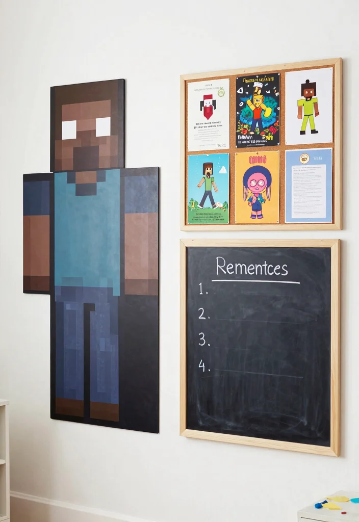 17 Minecraft Bedroom Ideas Game Aesthetic Fun Theme - 9. Interactive Wall Boards 1