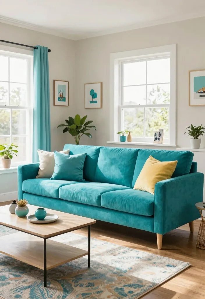 17 Small Living Room Colors Ideas That Open Up Space - 16. Ocean Teal for a Splash of Color 1