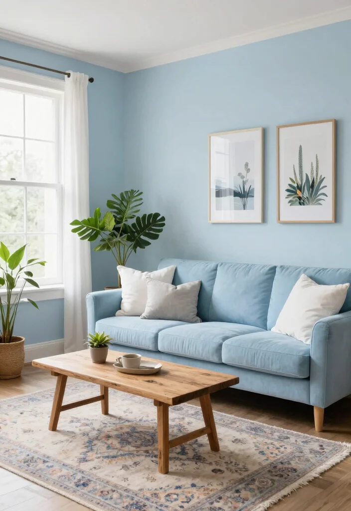 17 Small Living Room Colors Ideas That Open Up Space - 3. Pale Blue for Serenity and Openness 1