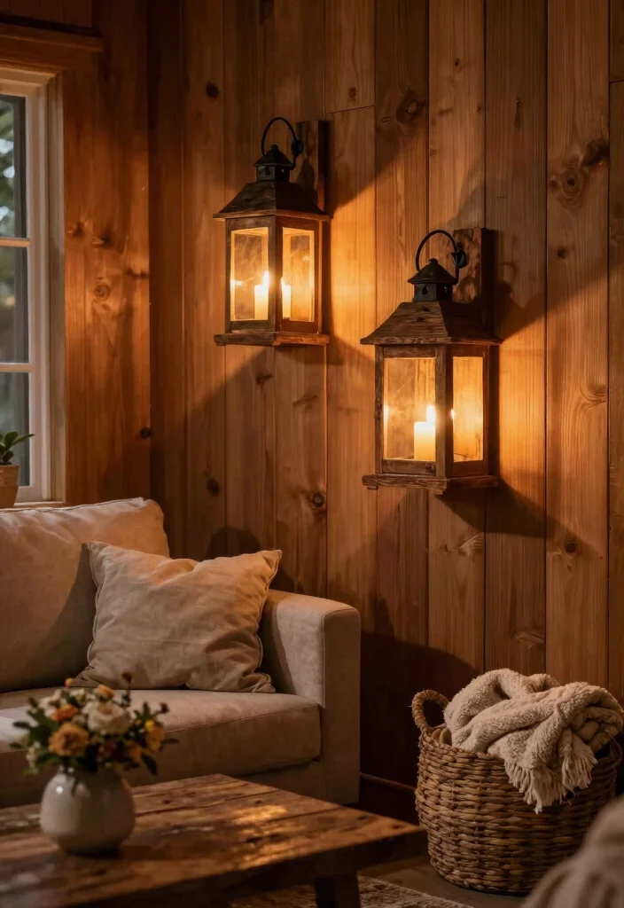 17 Wall Candle Holders Living Room Ideas for a Warm Ambient Glow - 1. Rustic Wood Lantern Sconces 1