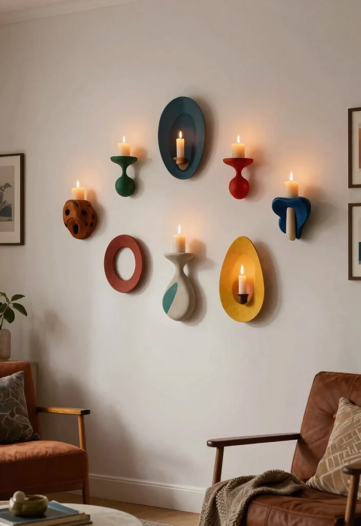 17 Wall Candle Holders Living Room Ideas for a Warm Ambient Glow - 15. Artistic Wall Candle Holders 1