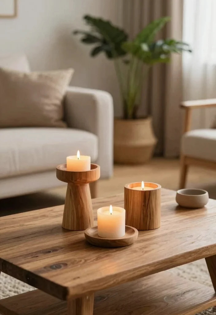 17 Wall Candle Holders Living Room Ideas for a Warm Ambient Glow - 8. Natural Wood Holders 1