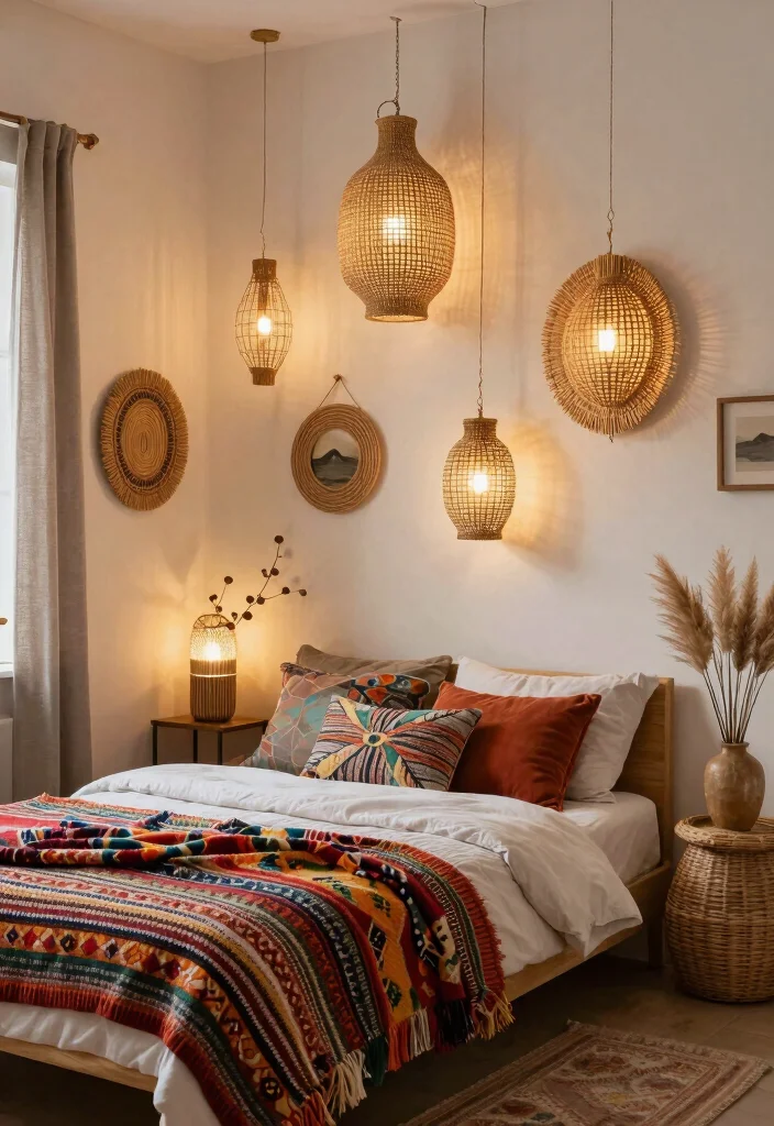 17 Wall Lamps Bedroom Ideas to Maximize Space and Create Cozy Lighting - 7. Boho-Chic Wall Lights 1