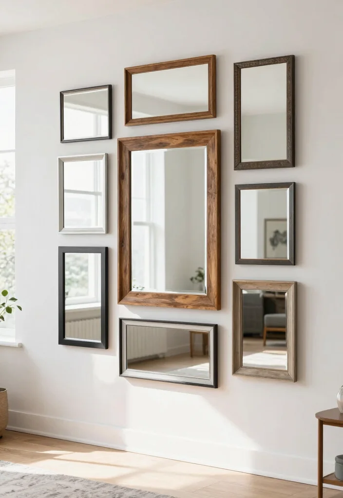 17 Window Mirror Wall Decor Living Room Ideas Light Expanding - 10. Layered Mirrors 1