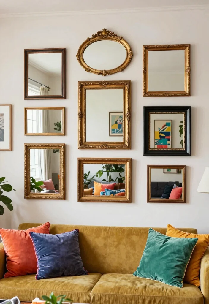 17 Window Mirror Wall Decor Living Room Ideas Light Expanding - 13. Eclectic Mix of Mirrors 1