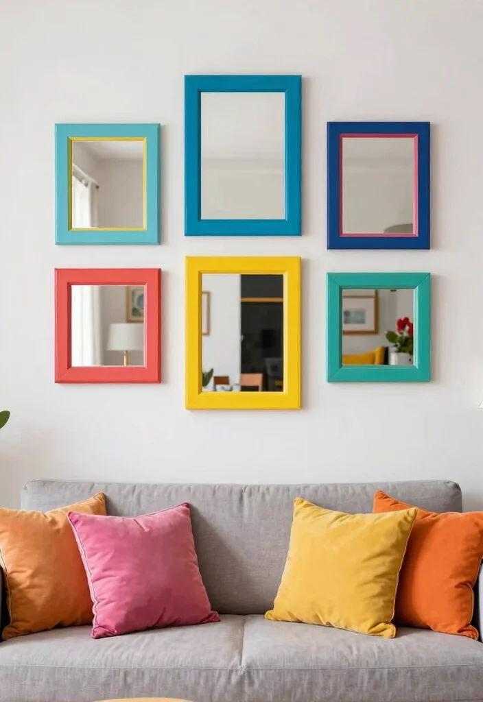 17 Window Mirror Wall Decor Living Room Ideas Light Expanding - 17. Colorful Framed Window Mirrors 1