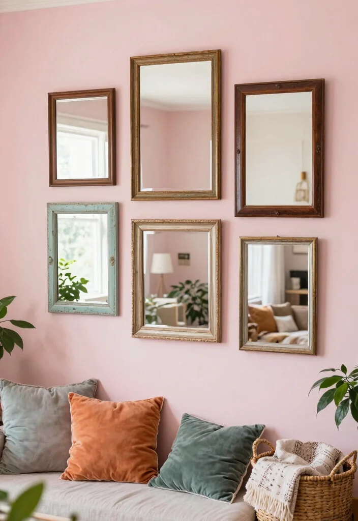 17 Window Mirror Wall Decor Living Room Ideas Light Expanding - 2. Vintage Window Mirror Gallery Wall 1