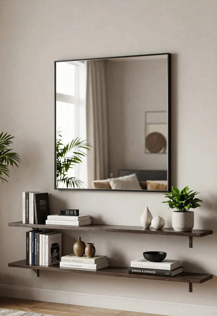 17 Window Mirror Wall Decor Living Room Ideas Light Expanding - 7. Decorative Mirror with Wall Shelves 1