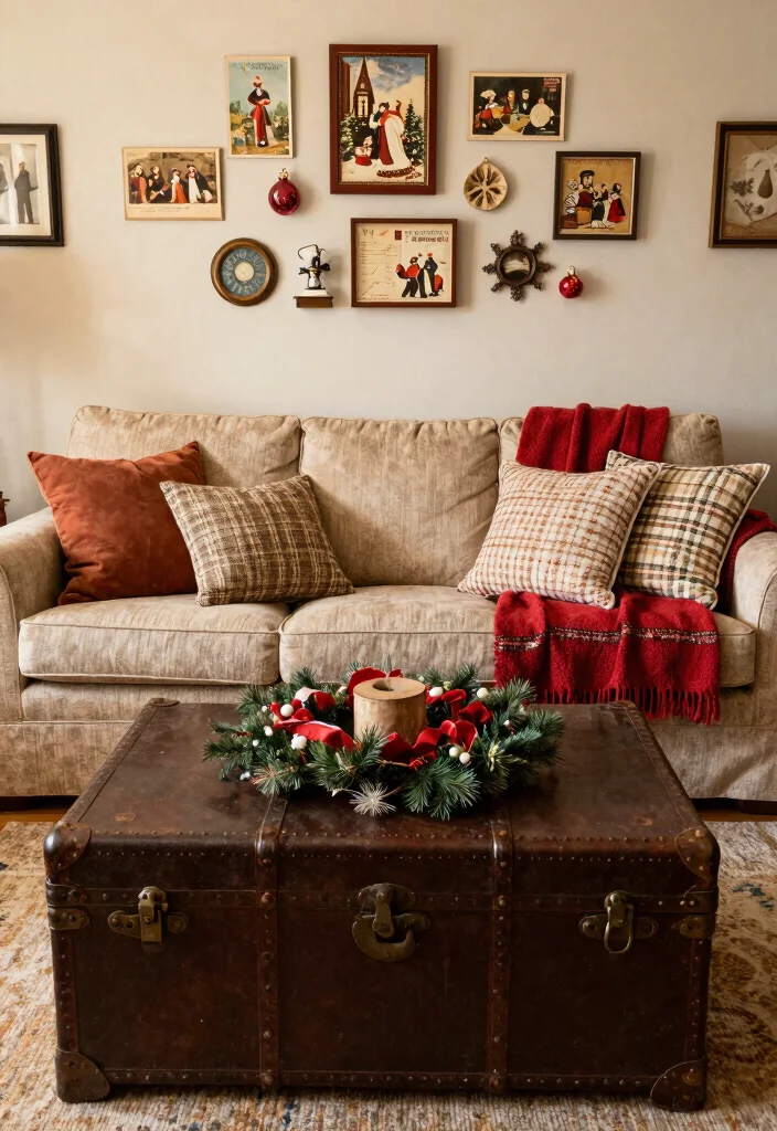 17 Winter Living Room Decor Ideas for Cozy Seasonal Warmth - 12. Charming Vintage Finds 1