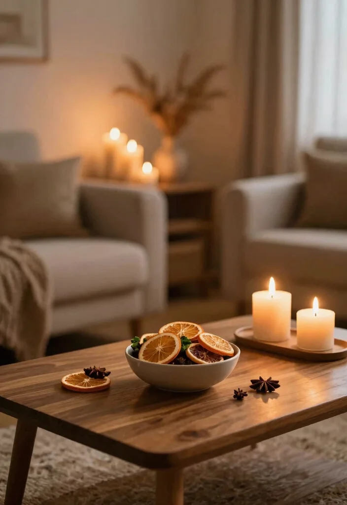 17 Winter Living Room Decor Ideas for Cozy Seasonal Warmth - 15. Embrace the Seasonal Scents 1