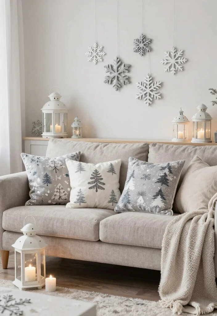 17 Winter Living Room Decor Ideas for Cozy Seasonal Warmth - 16. Winter-Inspired Decorative Accents 1
