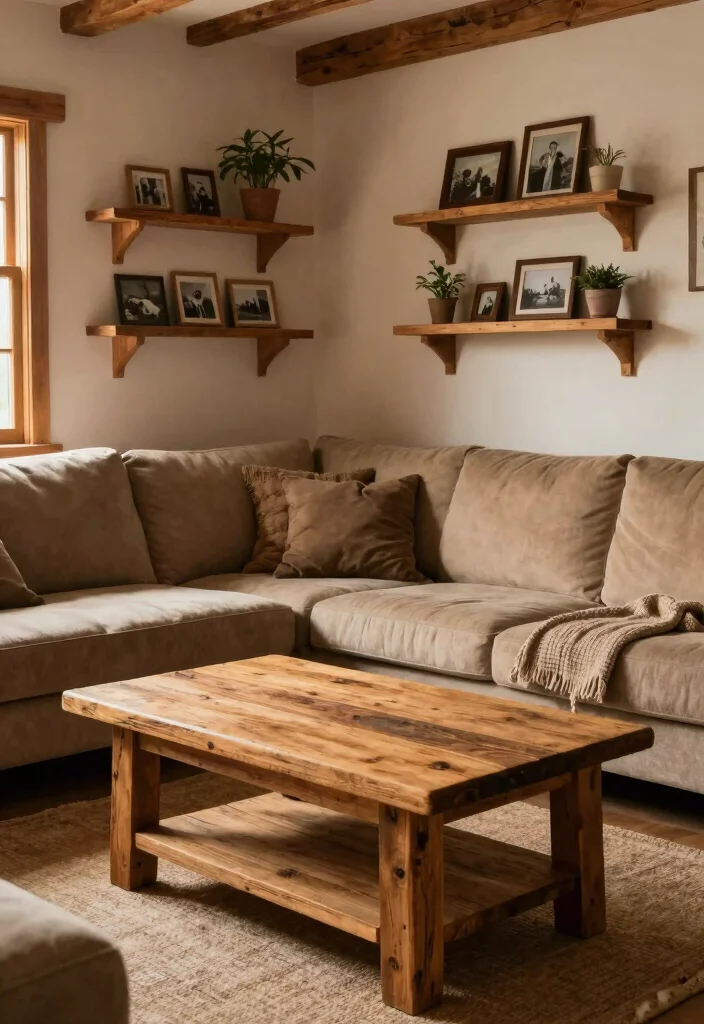 17 Winter Living Room Decor Ideas for Cozy Seasonal Warmth - 2. Rustic Wooden Accents 1