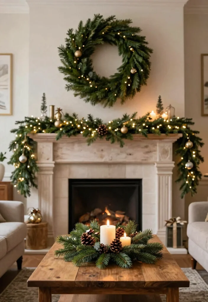 17 Winter Living Room Decor Ideas for Cozy Seasonal Warmth - 3. Festive Greenery 1