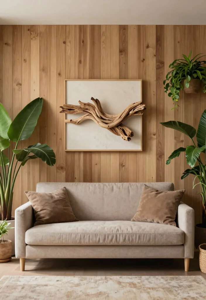 17 Wooden Slat Wall Living Room Ideas: Warm Contemporary Texture - 10. Natural Inspiration 1