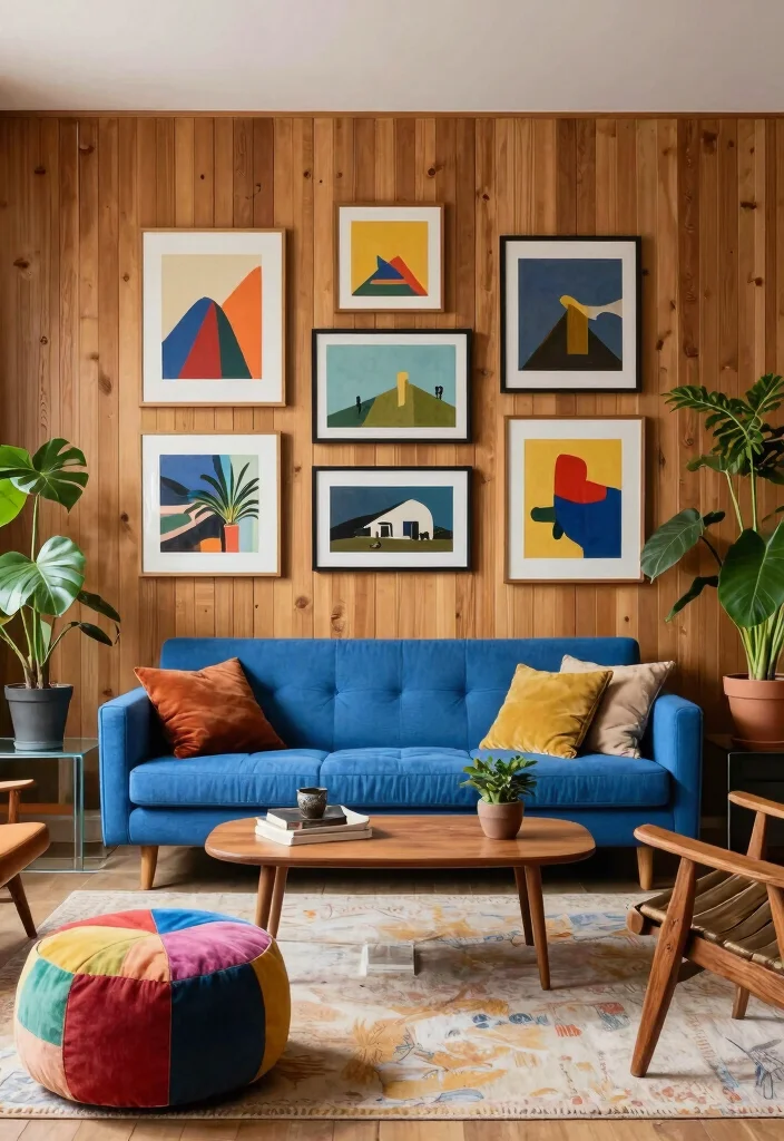 17 Wooden Slat Wall Living Room Ideas: Warm Contemporary Texture - 4. Eclectic Fusion 1