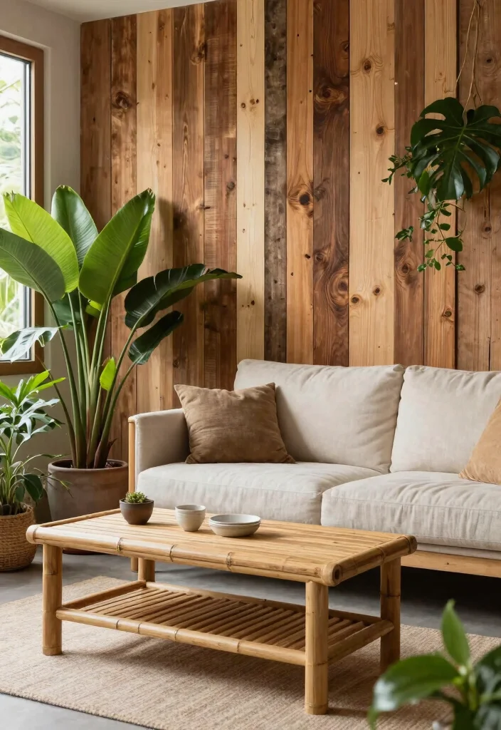 17 Wooden Slat Wall Living Room Ideas: Warm Contemporary Texture - 7. Sustainable Choices 1