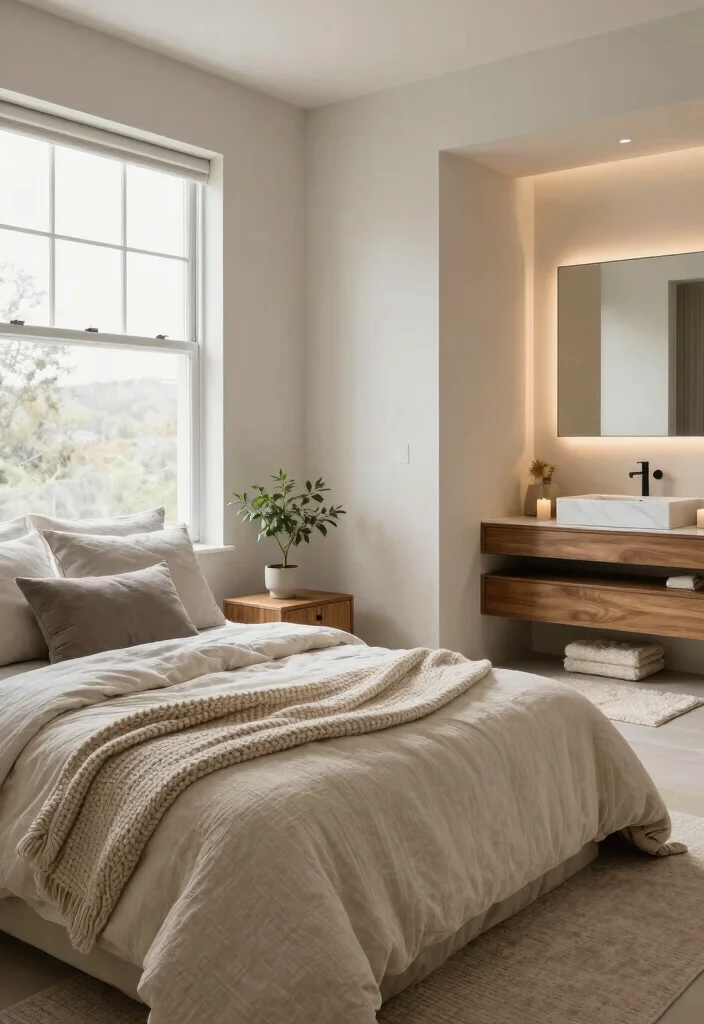 18 Bedroom With Bathroom Open Space Ideas: Luxury Flow - 1. Soothing Neutral Palettes 1