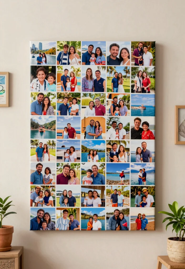 18 DIY Living Room Wall Decor Ideas: Creative & Budget Friendly - 14. Canvas Photo Collage 1