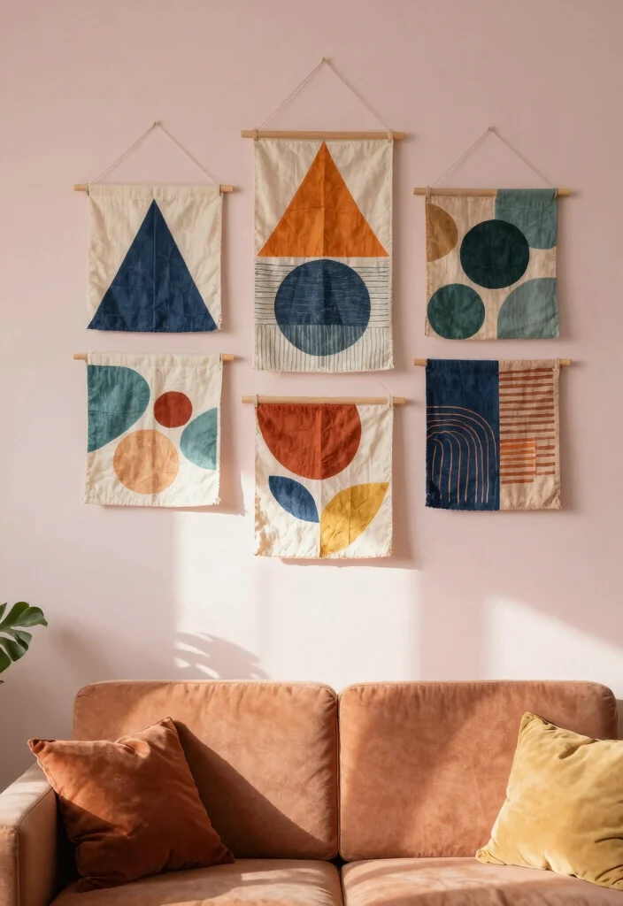 18 DIY Living Room Wall Decor Ideas: Creative & Budget Friendly - 2. DIY Fabric Wall Hangings 1