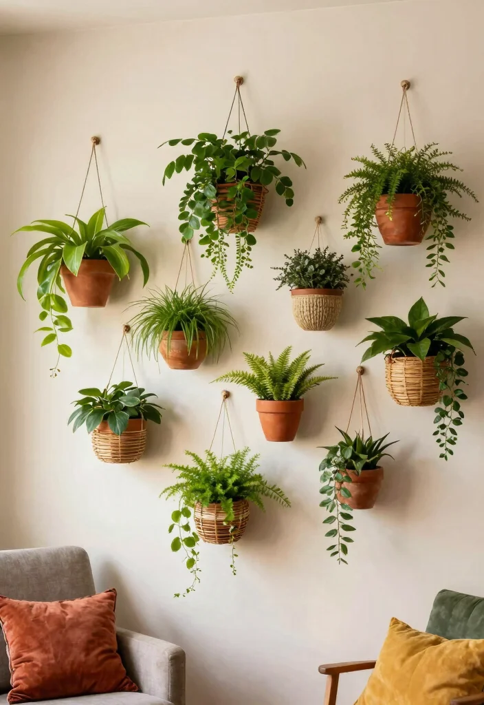 18 DIY Living Room Wall Decor Ideas: Creative & Budget Friendly - 7. Hanging Planters as Wall Decor 1