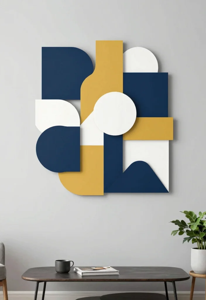 18 DIY Living Room Wall Decor Ideas: Creative & Budget Friendly - 8. Geometric Wall Art with Cardboard 1