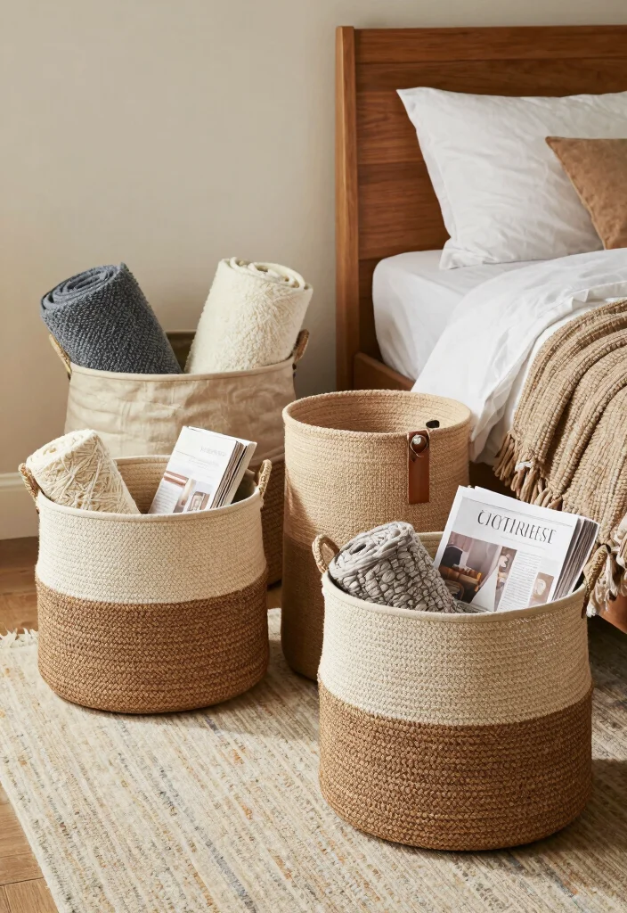 18 Extra Storage Ideas for Your Bedroom: Hidden Smart Solutions - 10. Stylish Storage Baskets 1